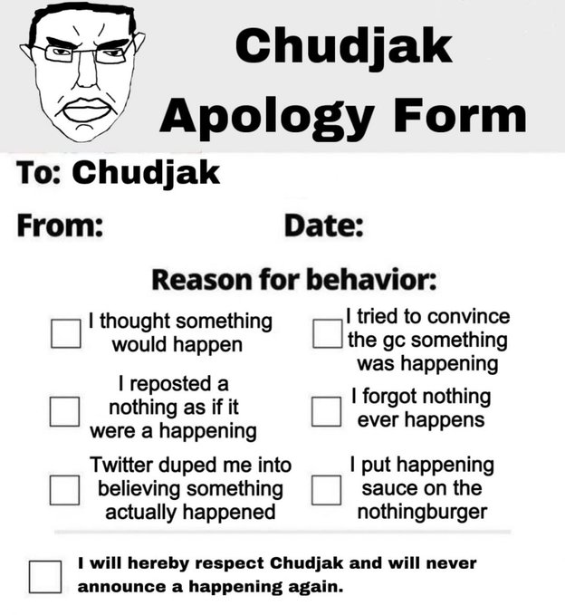 Forgive us mr Chud