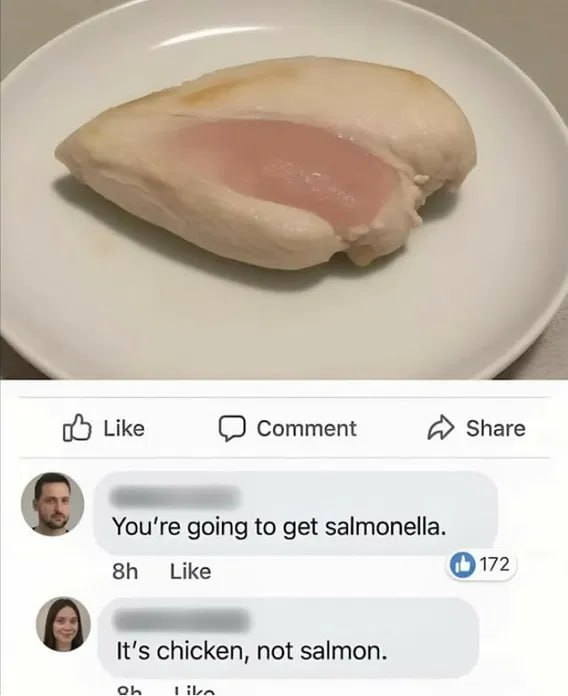 Can't get salmonella from chicken